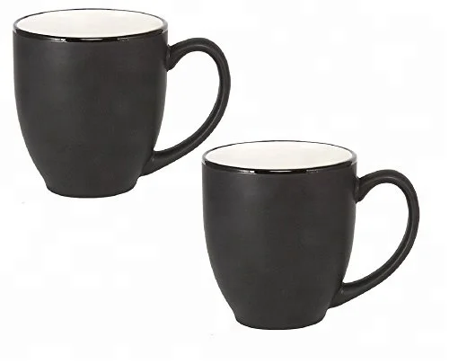 Manufacturer 6 cup set for Cappuccino Tea Cocoa Cereal matt color plain black ceramic mug