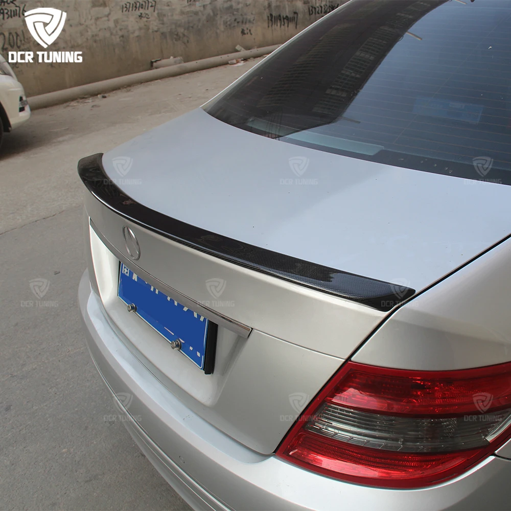 Wholesales Dry Carbon Fiber Rear Spoiler for Mercedes-benz W204 C63 Amg 4-Door Sedan 2007-2014 C Class Trunk Lip Wing A Style