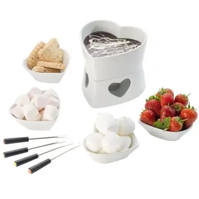 Easy clean grace chocolate melting pots cheap stontware cheese fondue for gathering