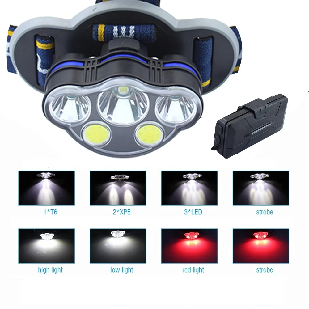 
5 LED USB Rechargeable Headlamp White and Red Light Headlamp for Camping and Hiking 