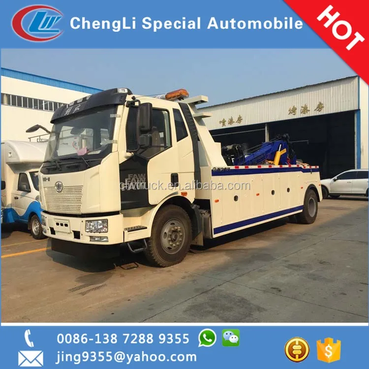 FAW 10 ton medium duty rotator wrecker towing truck for sale in Tajikistan