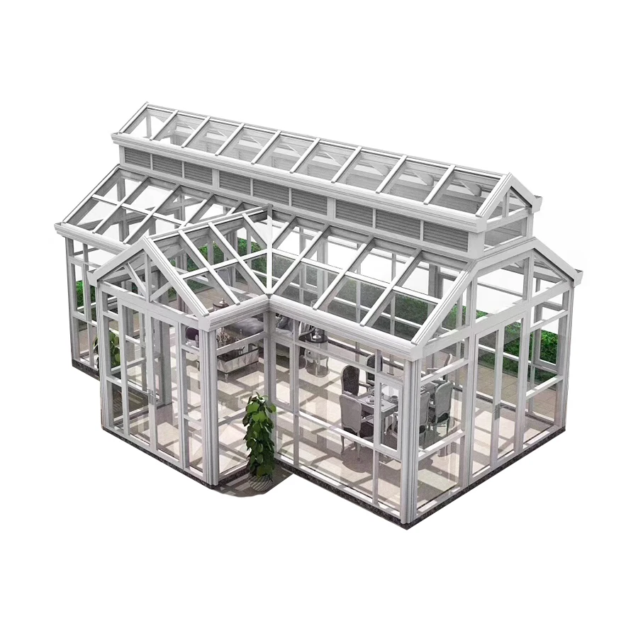 Customized Free Standing Aluminum Frame Winter Garden Sunroom Conservatory  Glass Garden House sunroom