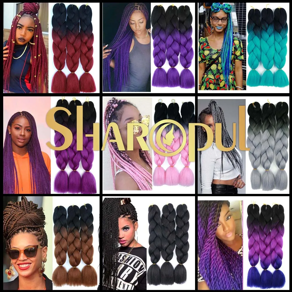 Top Quality Fiber 48inch 60colors Synthetic Jumbo Braid Hair For Crochet Ombre Braiding Hair Extensions