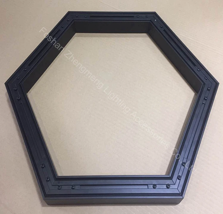 customized unique shape 120 degree black powder coat led hexagon aluminum profile with link pin connectors