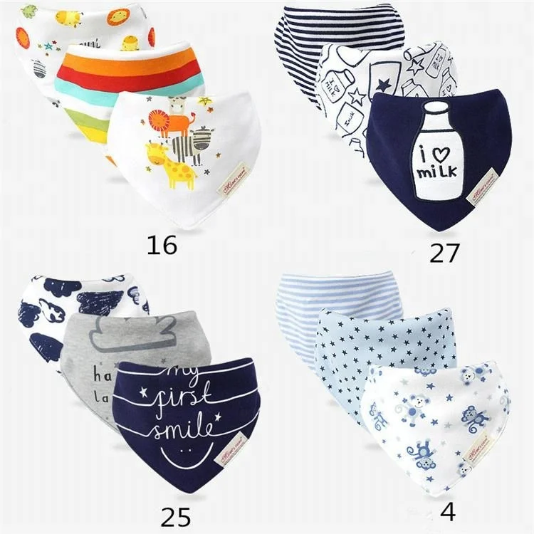 
Fashion design High Quality organic cotton baby bandana bib for Three loaded 