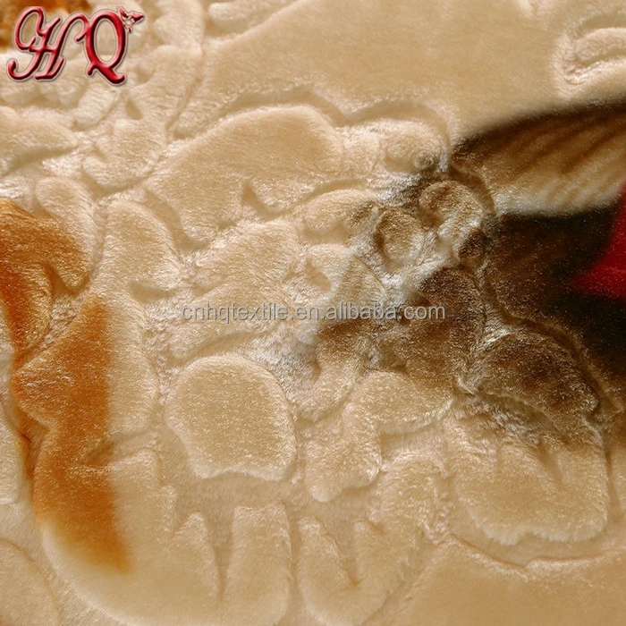 
High quality winter warm elegant flower raschel blanket fabric 