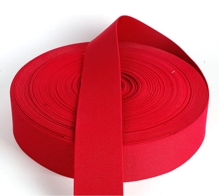 Red 2 inch 50 mm Wide Soft Polyester Elastic Bands for Clothes