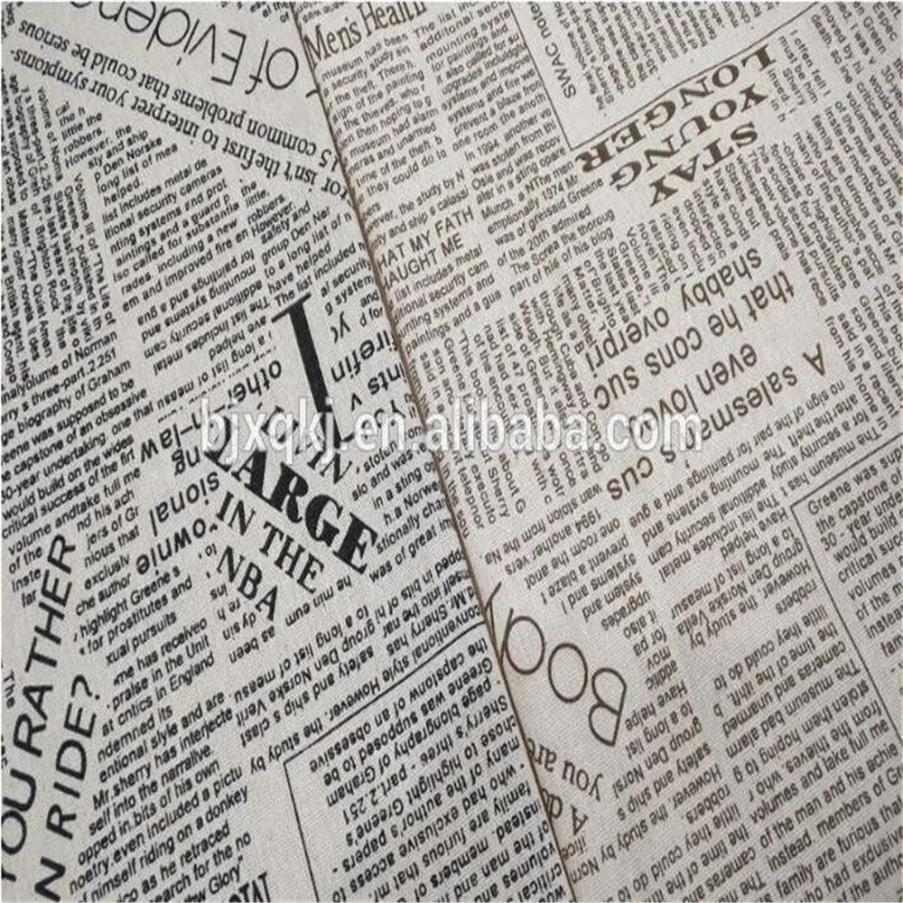 Льняная ткань с геометрическим рисунком и надписью на английском языке для стола