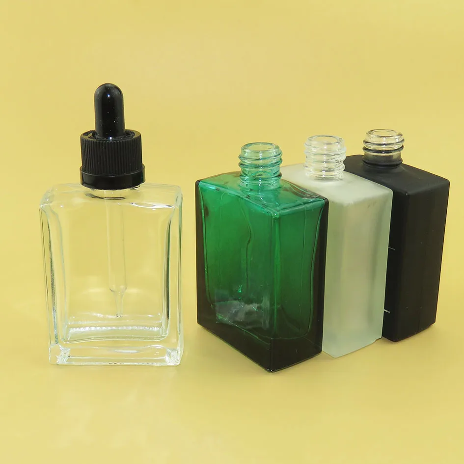 
clear glass square perfume bottle frosted glass olive dropper bottle with child proof cap 