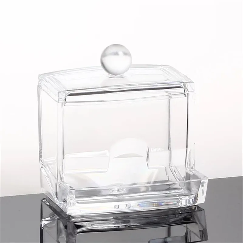 Clear Acrylic Cotton Swabs Organizer Box Cosmetic Q-tip Storage Holder Makeup Storage Box Portable Cotton Pads Container