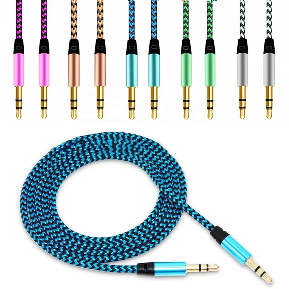Top Sales 3.5mm Jack Auxiliary Audio Cable Nylon Braided Male to Male AUX Cord