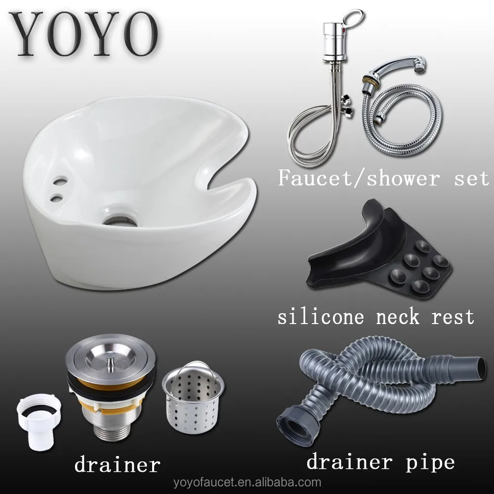 hair salon shampoo ceramic basin with water faucet of salon furniture in china wholesale