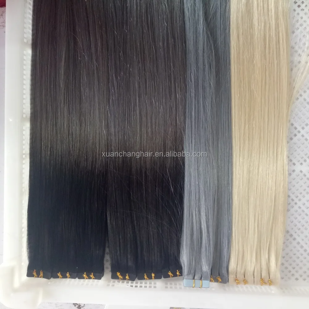 wholesale human hair extensions tape gray human brazilian hair straight