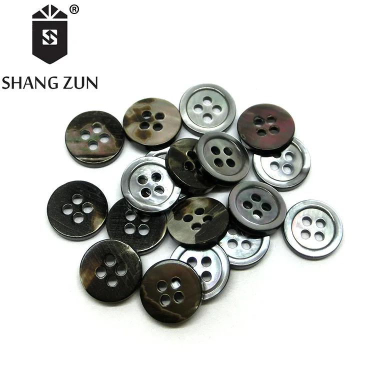 
Manufacturers stock natural black mother of pearl shell four holes button high-grade suit shirt cardigan shell button 