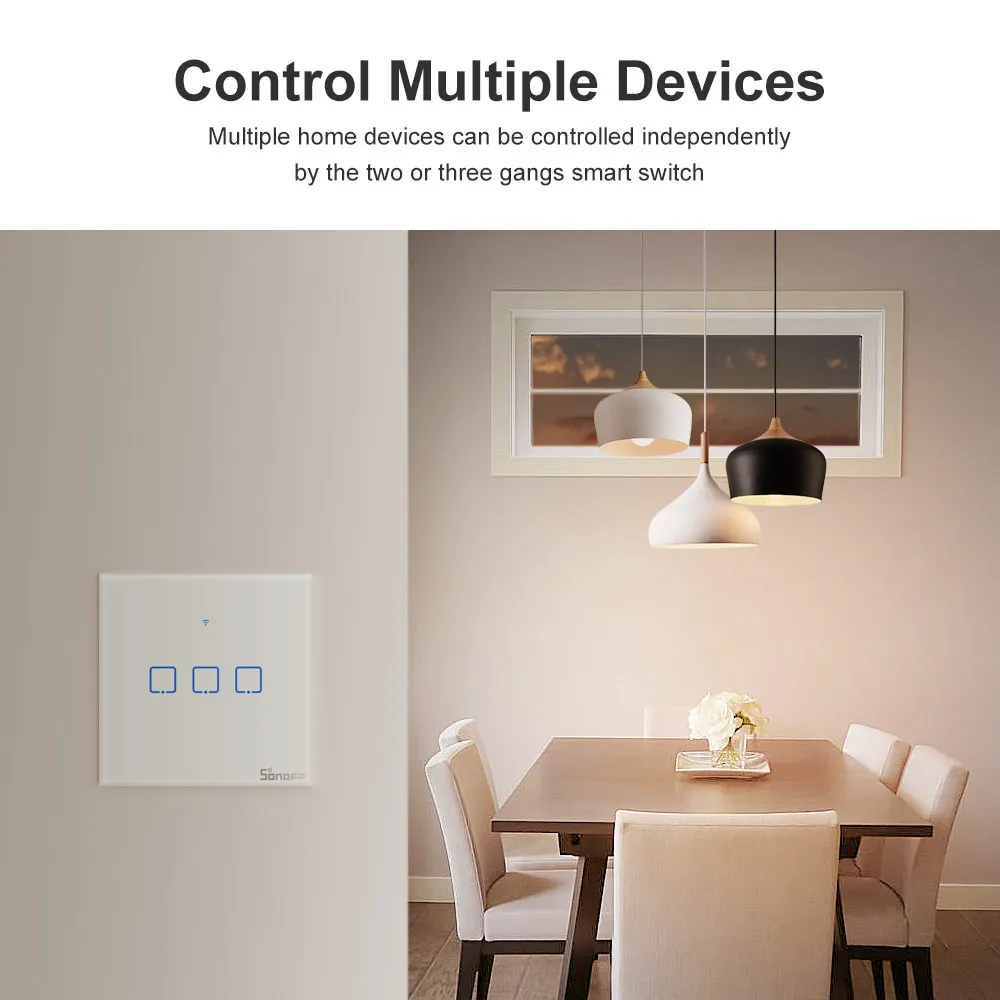 Настенный сенсорный выключатель SONOFF T0EU 3C TX 2 клавиши Wi-Fi дистанционное управление работает с Alexa Google Home Sonoff от