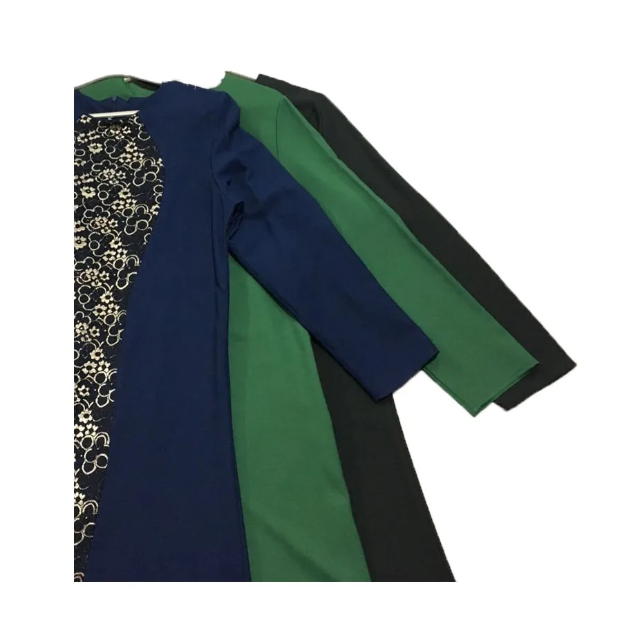 
Elegant design long sleeve maxi dress abaya tight waist gold lace decorated top selling muslim kaftan 