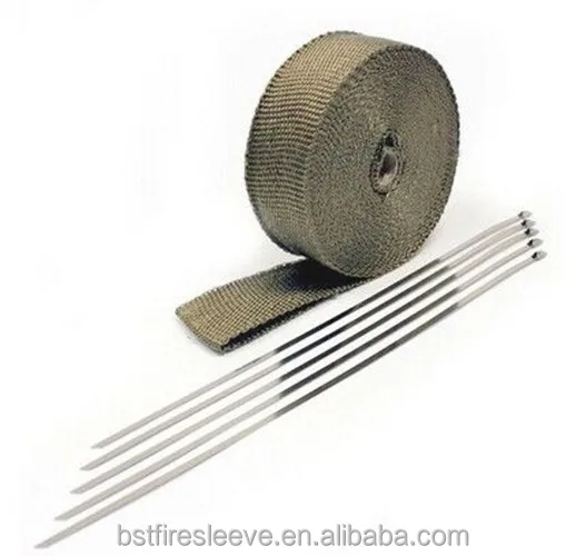 High temperature muffler turbo pipe thermal protection materials Titanium Exhaust Insulating Wrap Fiberglass Tape