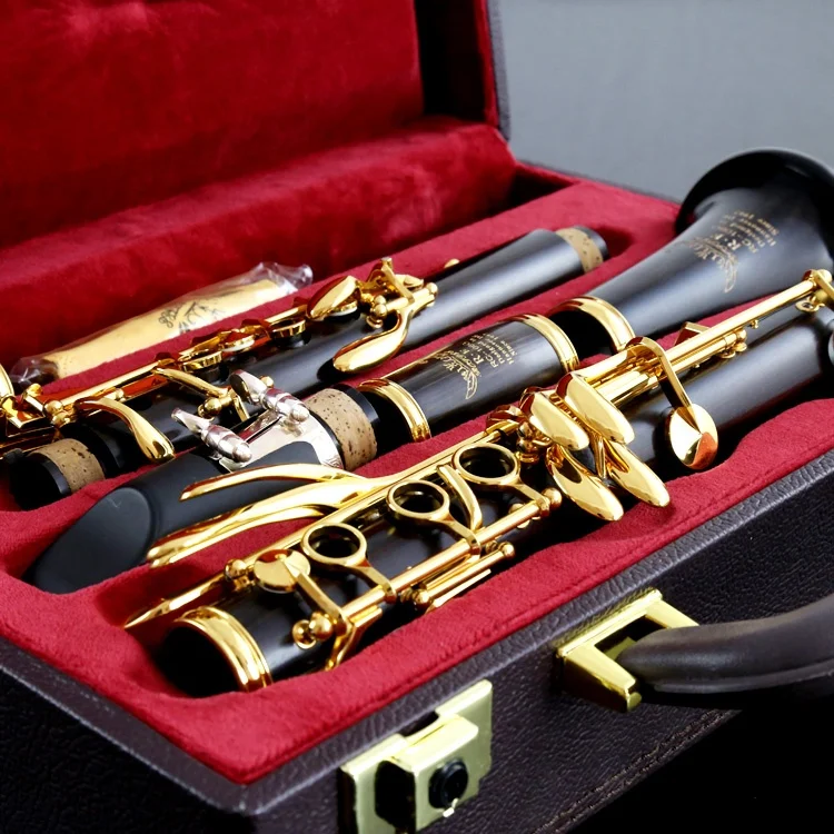 Professional  Musical Woodwind Instrument 106G Ebony Wood Body 18K Gold Plated 18 keys Bb tone Clarinet
