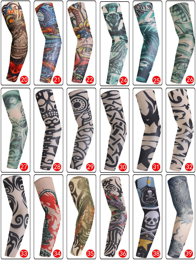 
Temporary Tattoo Sleeve Men Women Arm Warmer Designs Summer Sunscreen Arm Sleeves Cover Tattoos Sun UV Protection Elastic 