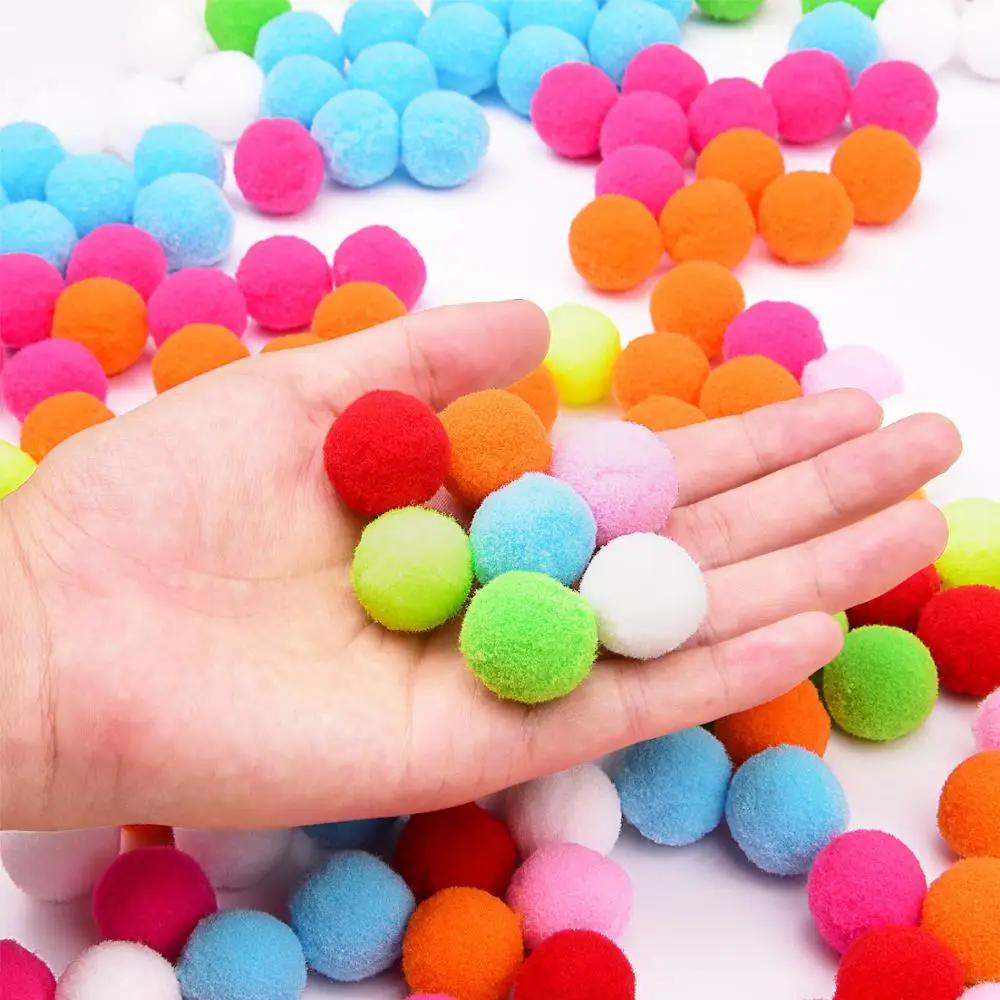200 Pieces 1 Inch Colorful Pom Poms for DIY Creative Crafts Decorations