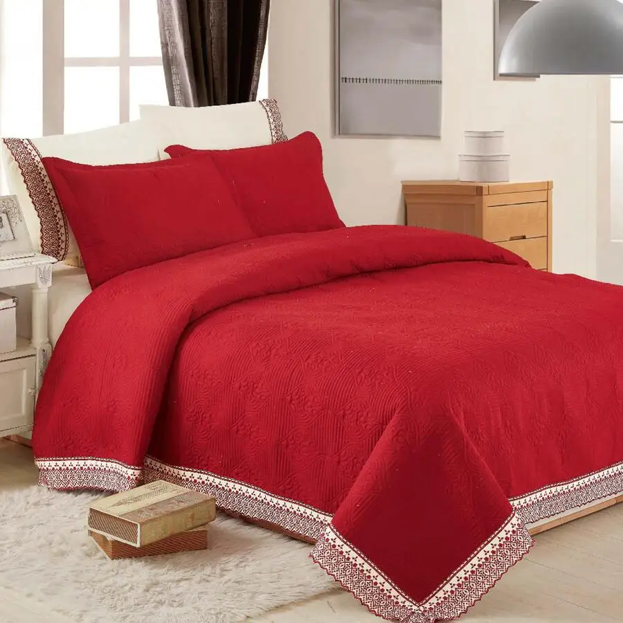 KOSMOS Bedding Polyester Lace Microfiber Bed Linen King Size Bedspread Turkish