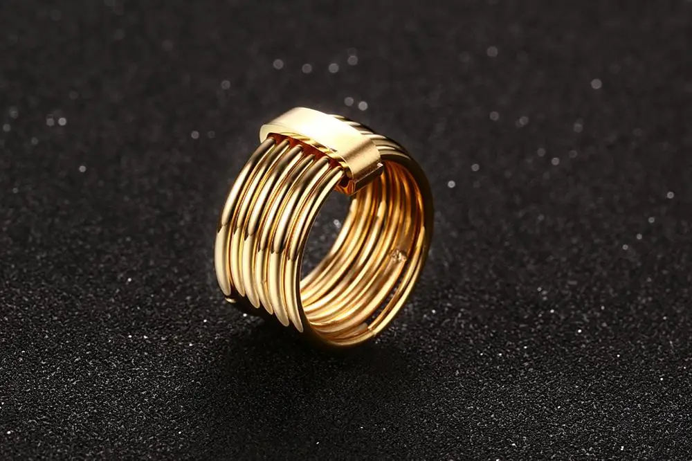 Japan and South Korea fashion jewelry wholesale, stainless steel six golden ring YSS470