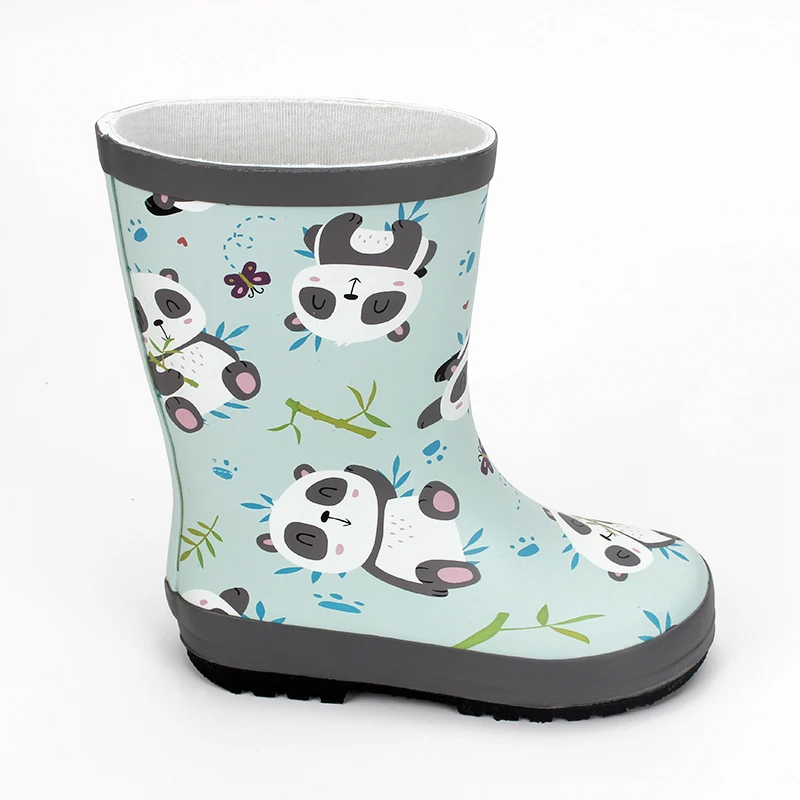 Panda Pattern Kid Proof Custom Rubber Kids Gumboot Children Wellies Wholesale
