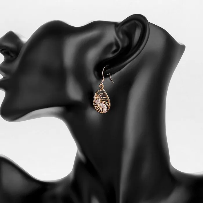 2015 aliexpress на sj e014-a модные полых капля воды серьги роскоши циркон реального позолоченный ювелирные изделия для женщин