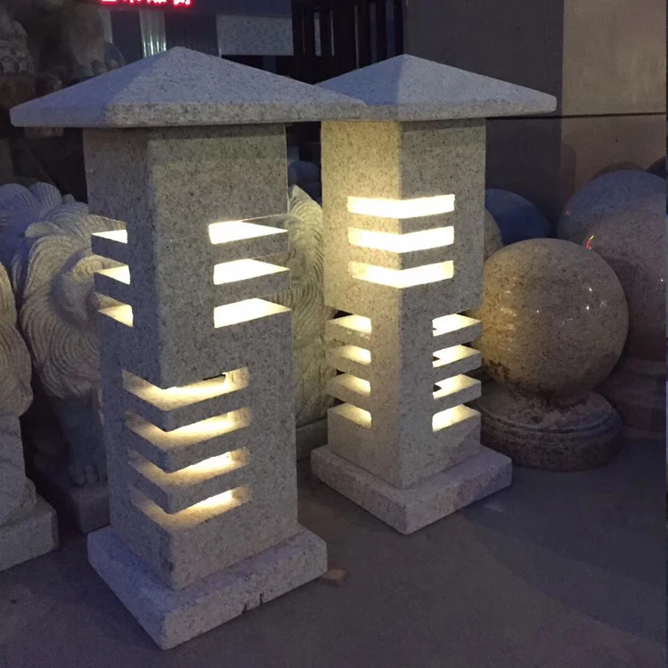 Chinese Garden decoration natural stone solar lanterns