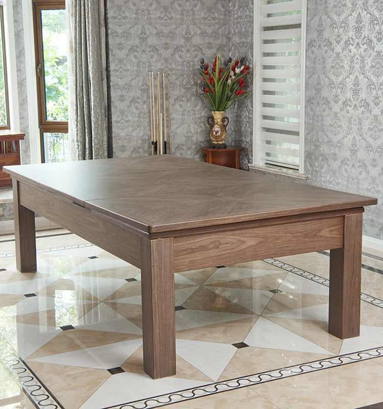 Multi function solid wood 7 ft 8 ft 9 ft dining pool table with table tennis on sale