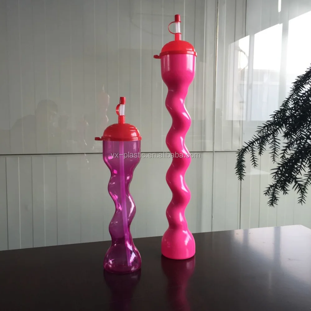 Plastic Twist Slush Yard Cup with Straw and Lid