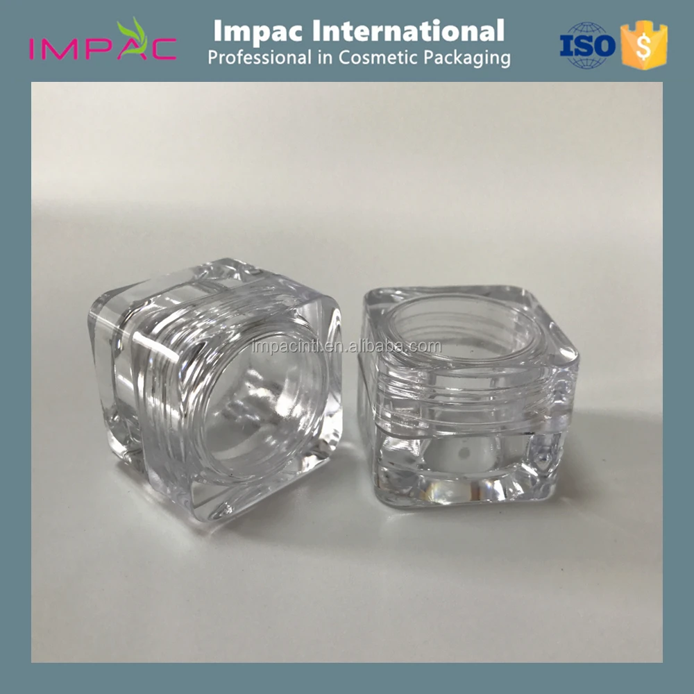Small 5g crystal clear plastic square lip balm containers