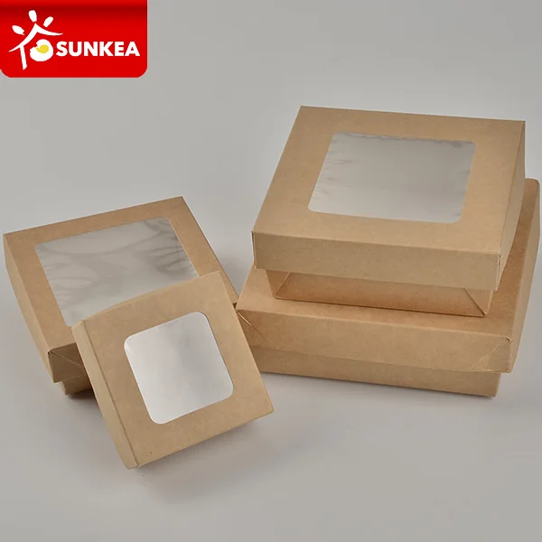 Fancy packaging paper window cake bakery box for cake with window