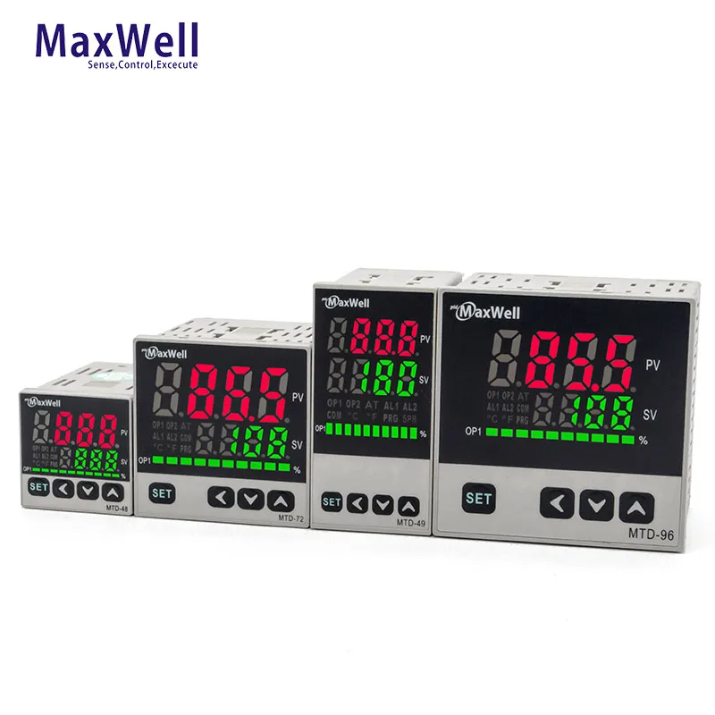 Custom K J Thermocouple Pt100 Input 1/32 Din Pid Controller Maxwell Dual Line 4 Digits LED Display 1 Alarm CE 85~265VAC 0.3%F.S