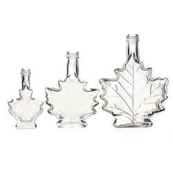 WIne Bottles Manufacturer 250ml 100ml 50ml Small Mini Maple Leaf Shaped Clear Glass Spirit Bottle