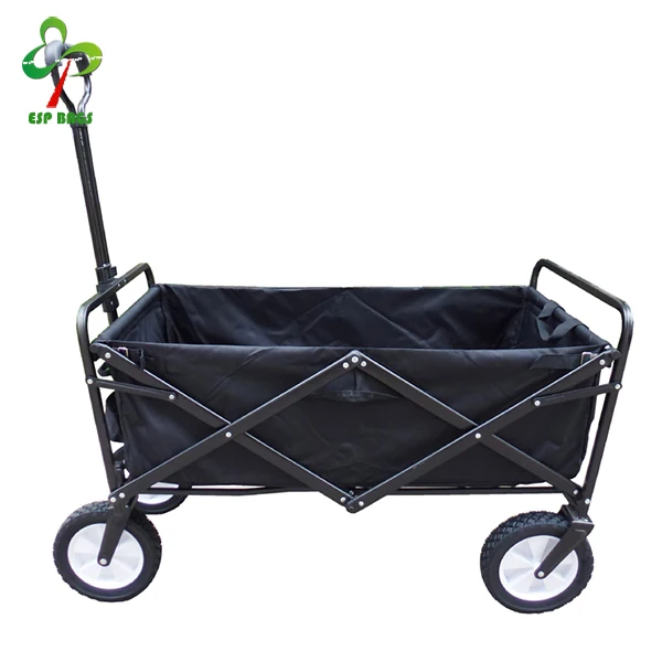 
Utility big wheel 600D shopping cart, sturdy black powder coated steel frame folding shopping cart, camping car 
