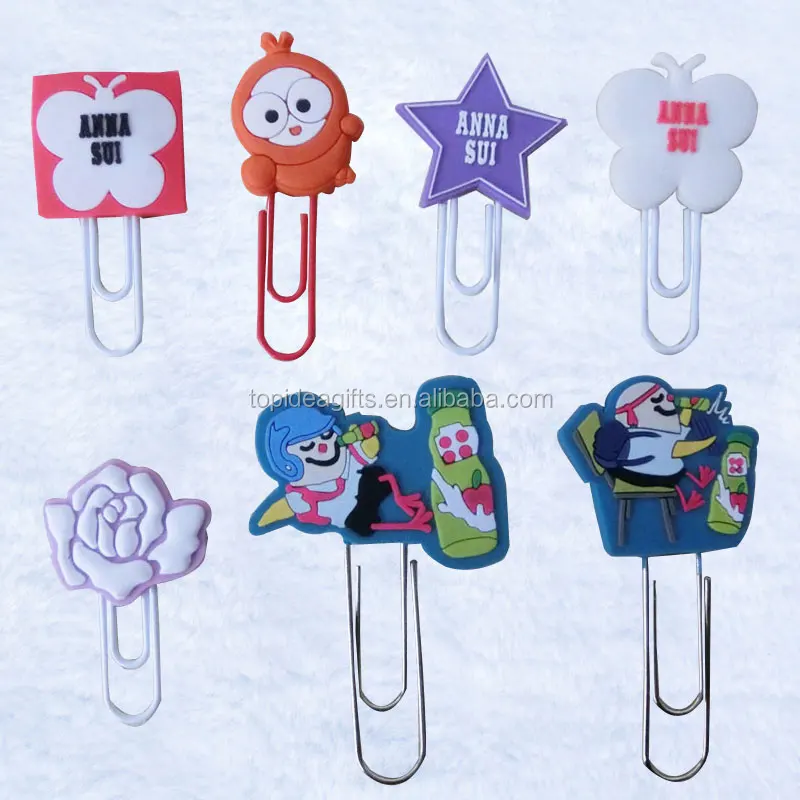 Rubber PVC Paper Clip customized Eco-friendly soft pvc silicone bookmark for book
