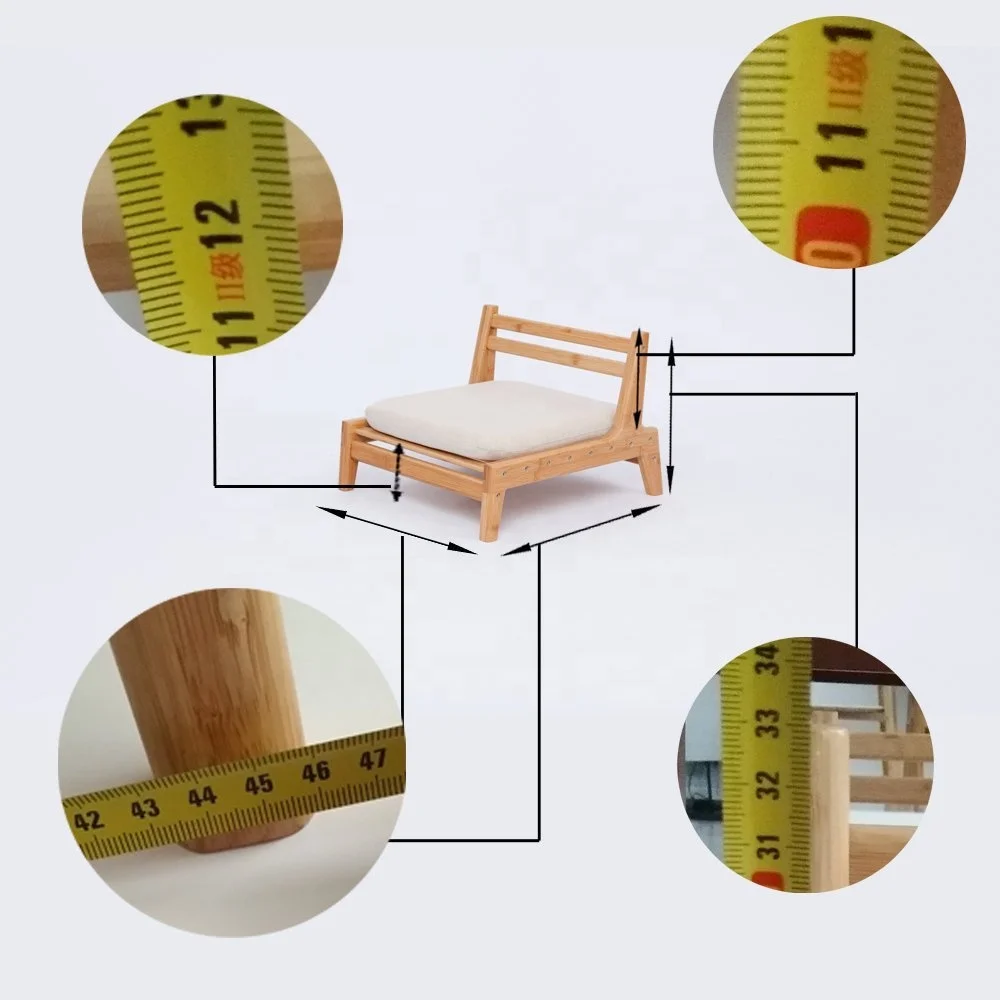 BAMBOO Floor Seat Chair for Living Room Japanese Balcony Chair with Cushion Accent Furniture