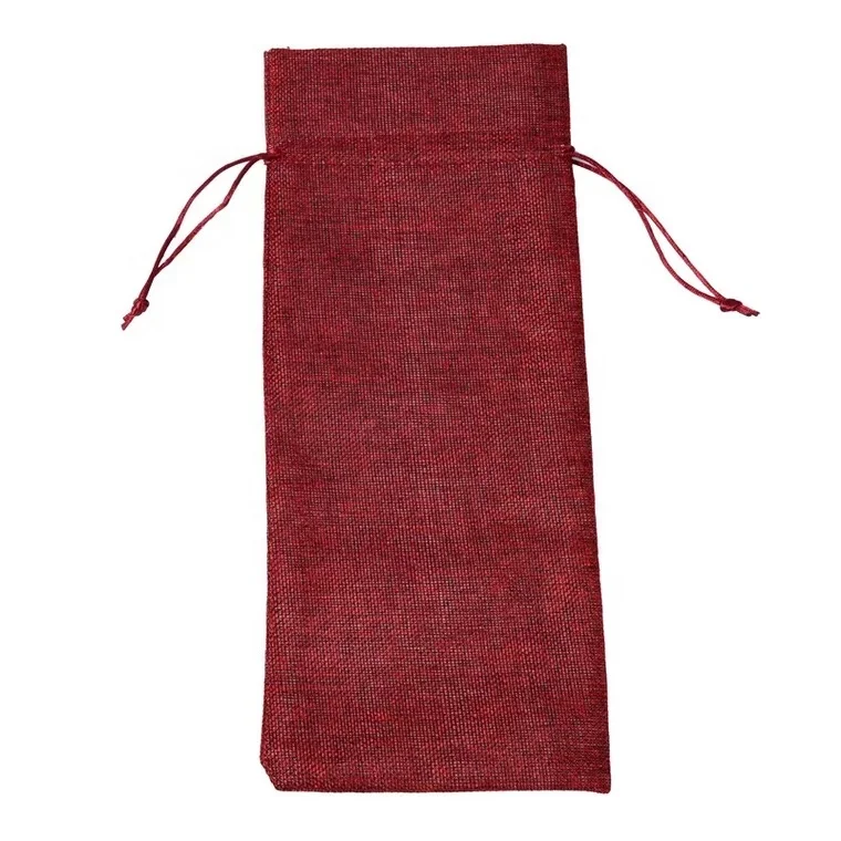 Wholesale Eco-friendly Jute Material  Red Wine Bags