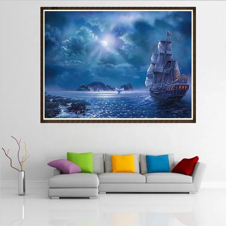 Sailing boat seascape picture 5D DIY full diamond painting