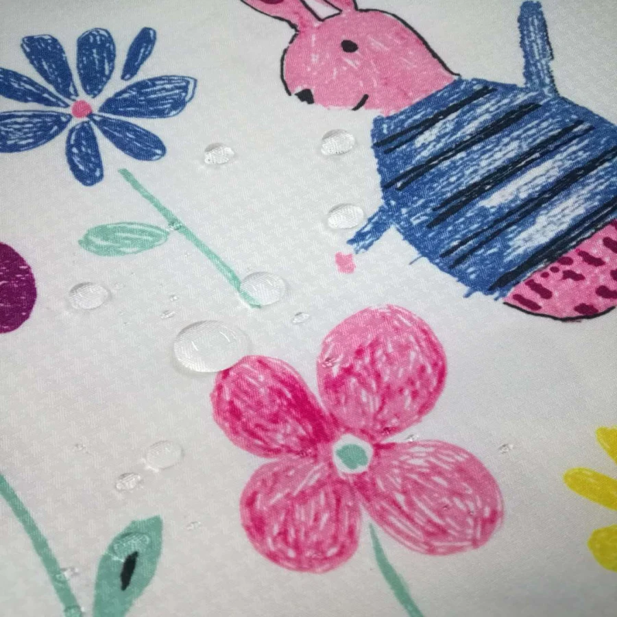 100% полиэстер жаккардовая эпонж ткань ПУ покрытие водоотталкивающий дышащий принт детский дождевик ткань