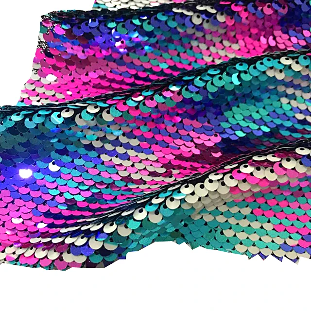 Китайский поставщик, вязание, оптовая продажа, сетка, двусторонняя Радужная печать, двусторонняя ткань с блестками, вышивка для платья