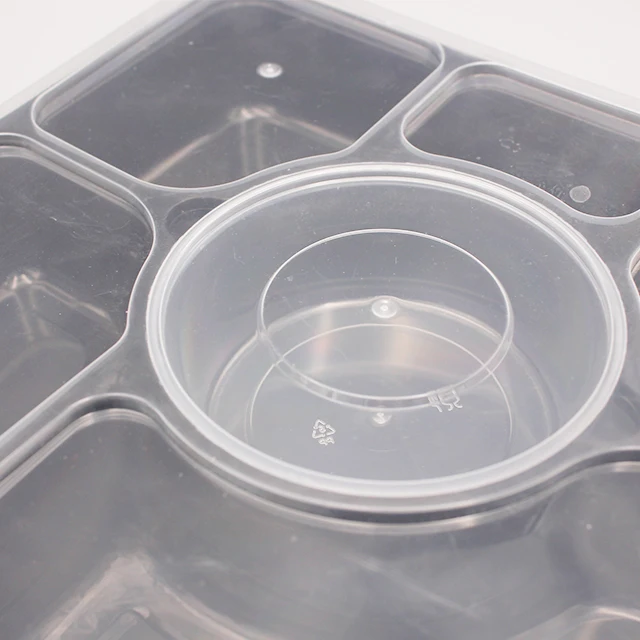 
Biodegradable microwave safe disposable takeaway food plastic 6 compartment containers box 