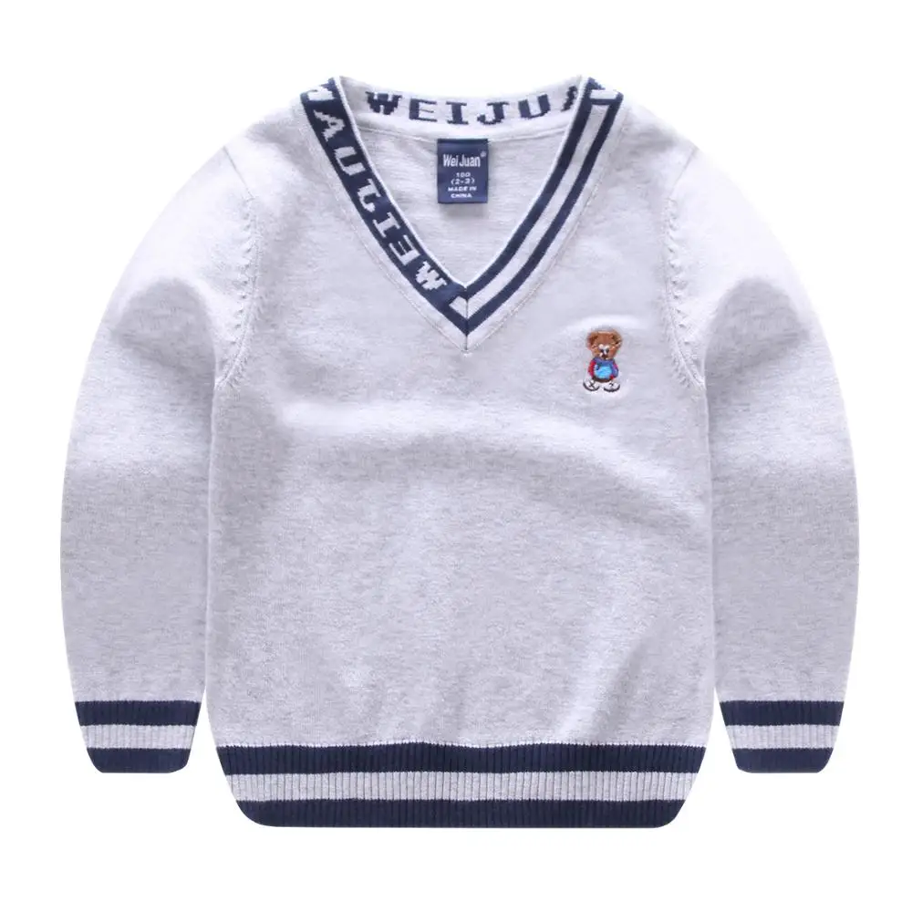 
2018 new arrival embroidery bear small and middle kids cotton baby boy sweater designs 
