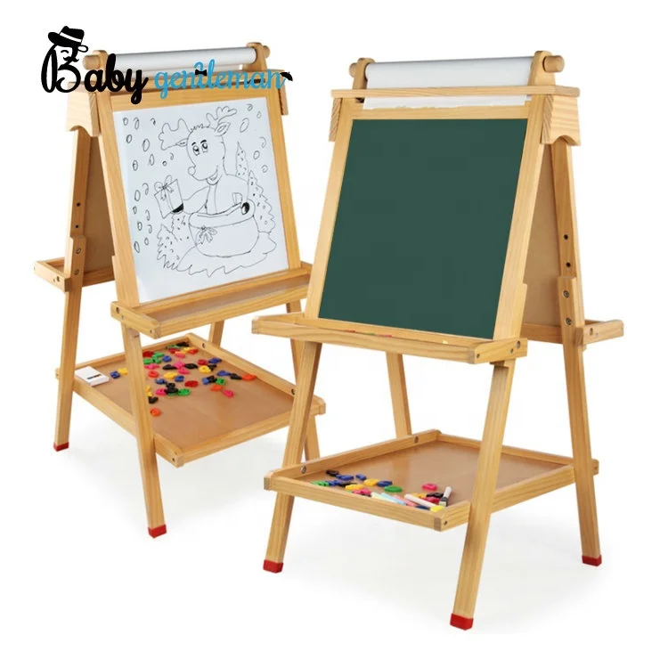 High quality educational double sided easel wooden drawing board for kids Z12128B