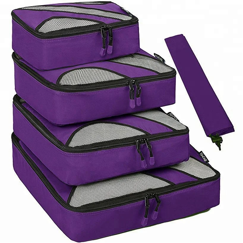 Lightweight travel organizer bag storage bag,white lace all purpose packing cube travel organizer bag set