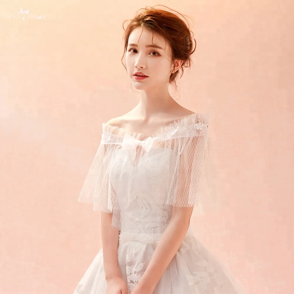 
LZP286 Real Pictures Yiaibridal Wedding Accessories Off Shoulder Short Bridal Bolero Woman Ivory Wedding Shawl 