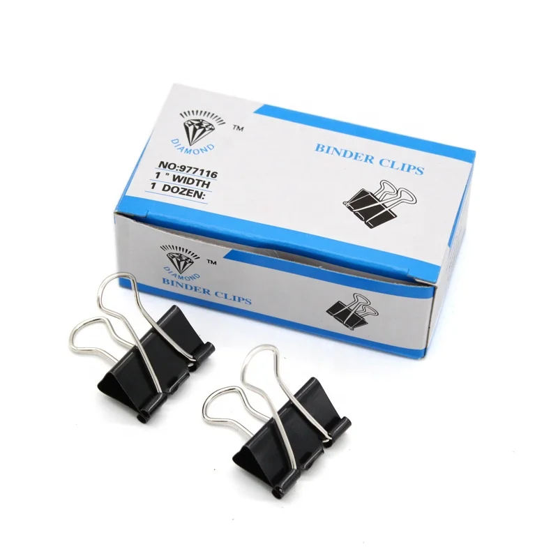 Fancy Black Binder Clips 25mm Custom Logo Metal Paper Clip Decorative Paper Clips For  Students