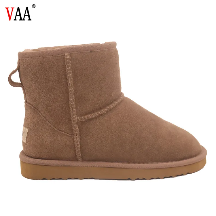 F015-5854 Winter Factory Customized Basic Design  Wool  Boots EVA Plush Genuine Leather Ankle Snow Boots