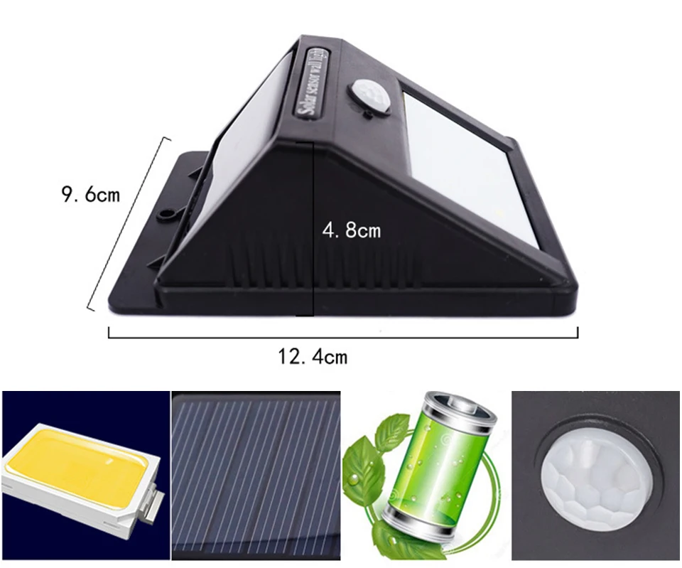 Водонепроницаемый уличный настенный светильник на солнечной батарее с датчиком движения IP65, 30 светодиодов, перезаряжаемый светильник на солнечной батарее для наружного применения